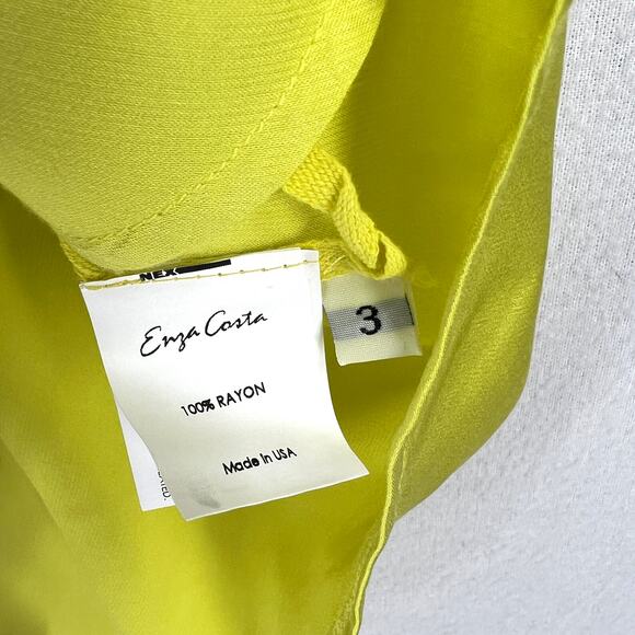 ENZA COSTA Satin Bias Off the Shoulder Top Womens Large 3 Lime Green Shirt NEW - Picture 13 of 16